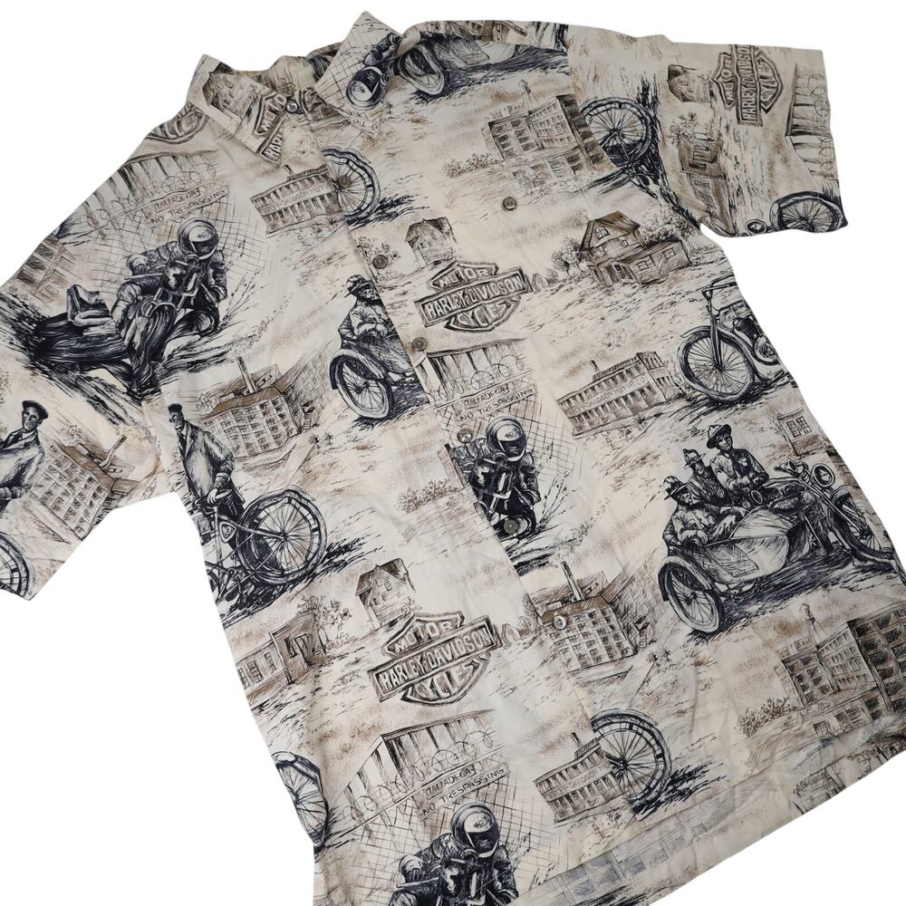 Vintage Harley Davidson x Tori Richards Allover Print Viscose Button Up Shirt - Picture 3 of 9